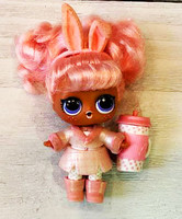 БУ Кукла L.O.L. Surprise! #Hairgoals — Snow Bunny Зайка Снежка с настоящими волосами 8 см (MGA Entertainment) в комплекте с ободком и стаканом