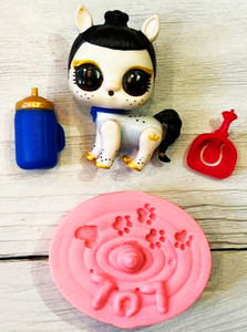 БУ Питомец L.O.L. Surprise! Pets Series 3 — Neon Kitty Лошадка Неон Китти 6 см (MGA Entertainment) в комплекте с бутылочкой, совком и кинетическим песком